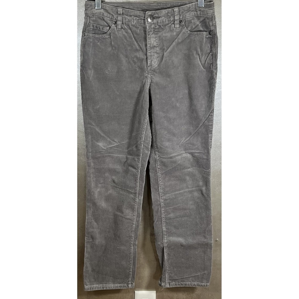 Style & Co Corduroy Pants Women's Size 4P Gray Smoke Straight Leg Petite Short